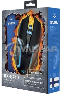 Мышь проводная SVEN RX-G740 черный, 2400 dpi, USB, кнопки - 6