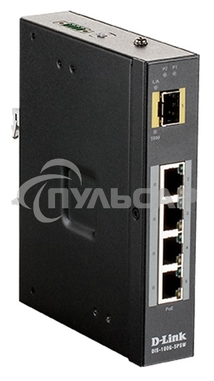 Коммутатор D-Link DIS-100G-5PSW/A1A Промышленный неуправляемый коммутатор с 4 портами 10/100/1000Base-T, 1 портом 1000Base-X SFP, функцией энергосбере