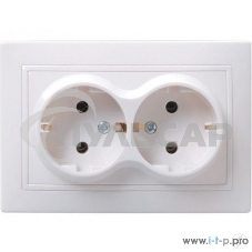Розетка Iek ERK24-K01-16-DM РС12-3-КБ 2 местн. c з/к без защ.штор. 16А КВАРТА (белый)