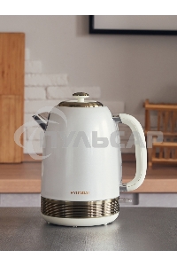 Чайник электрический Hyundai HYK-S4500 1.7л. 2200Вт жемчужный/золотистый (корпус: нержавеющая сталь/пластик)