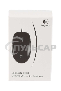 Мышь проводная Logitech B100 черный, 1000 dpi, USB, кнопки - 3