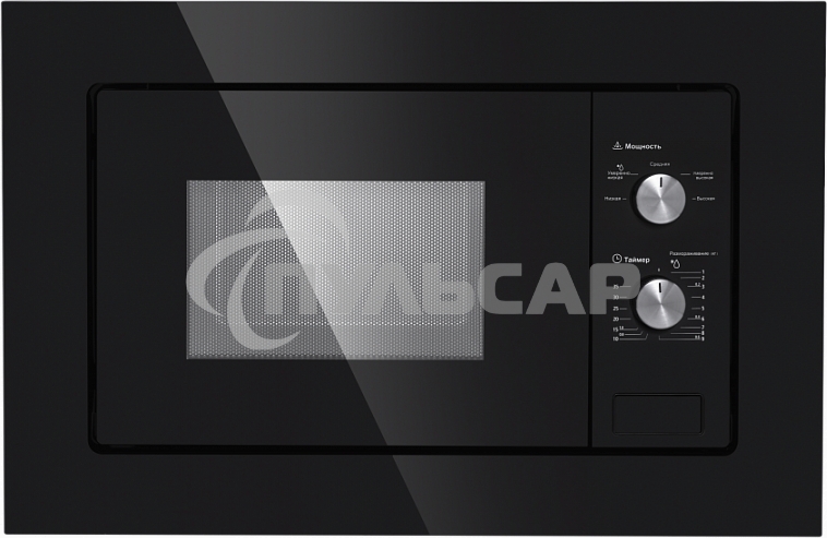 Микроволновая печь встраиваемая Maunfeld MBMO.20.1PGB черный, 20 л, 800 Вт, переключатели - поворотный механизм