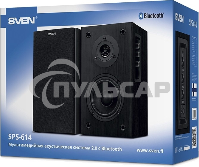 Колонки Sven SPS-614 2.0 (2x20W, Bluetooth, дерево, black)