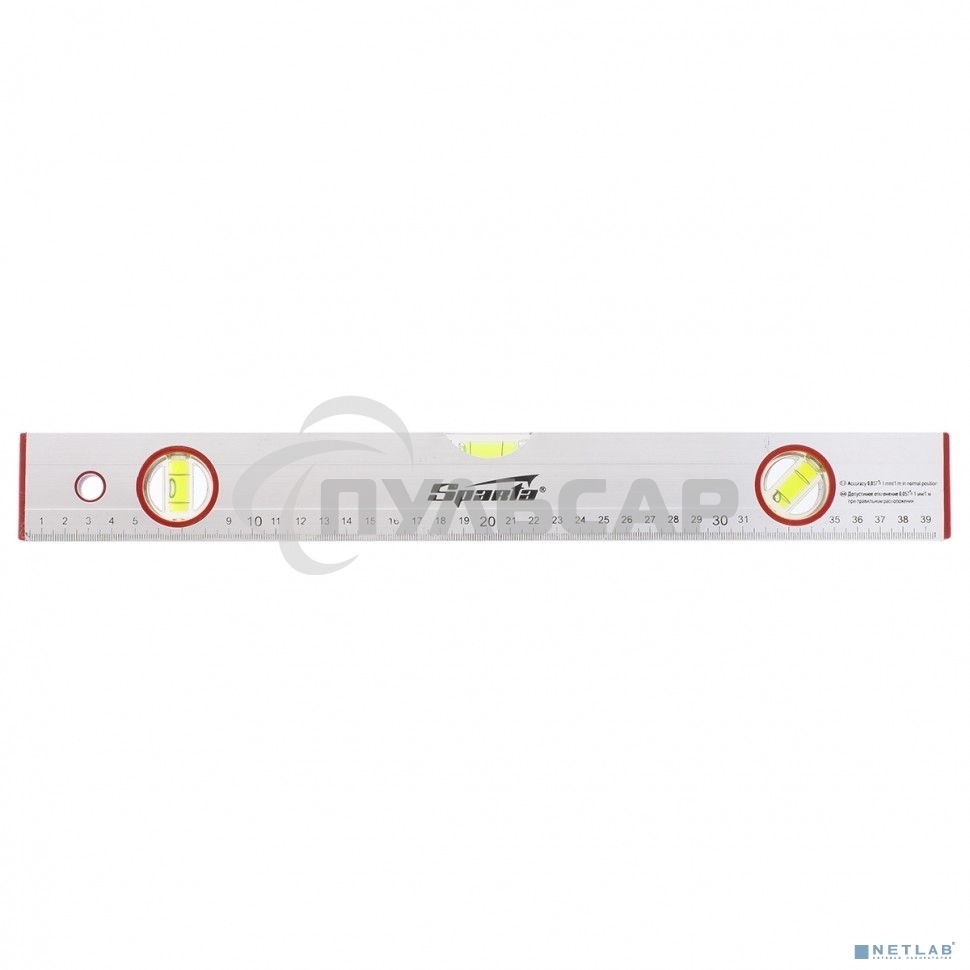 Уровень алюминиевый, 400 мм, 3 глазка, линейка Sparta