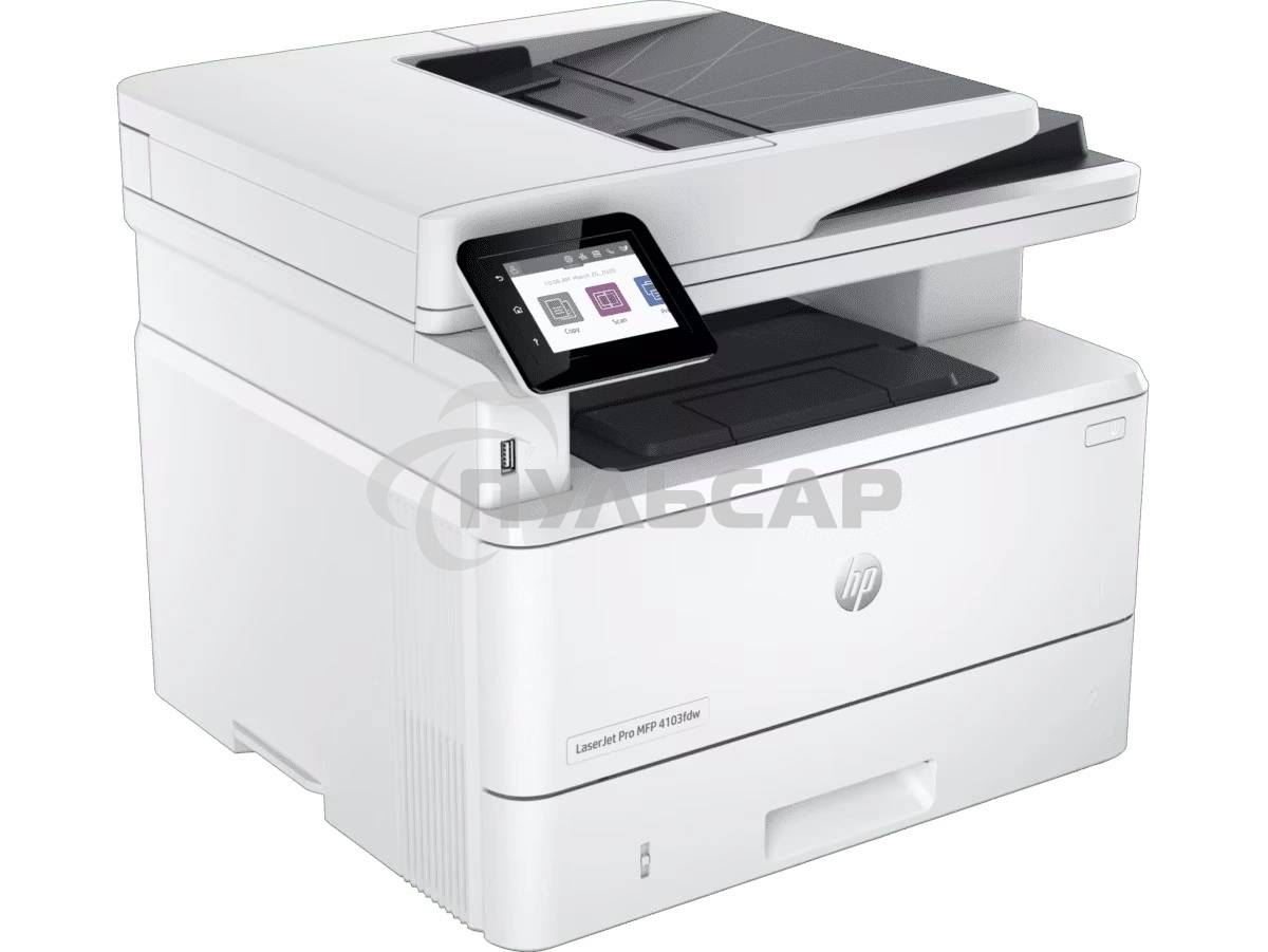 МФУ лазерное HP LaserJet Pro 4103fdw (2Z629A), A4, ч/б, печ. до 40 стр/мин., скан. до 29 стр/мин., 1200 x 1200 dpi (печать) 600x600dpi (скан.), USB, RJ-45, Wi-Fi, BlueTooth, Air Print, Mopria