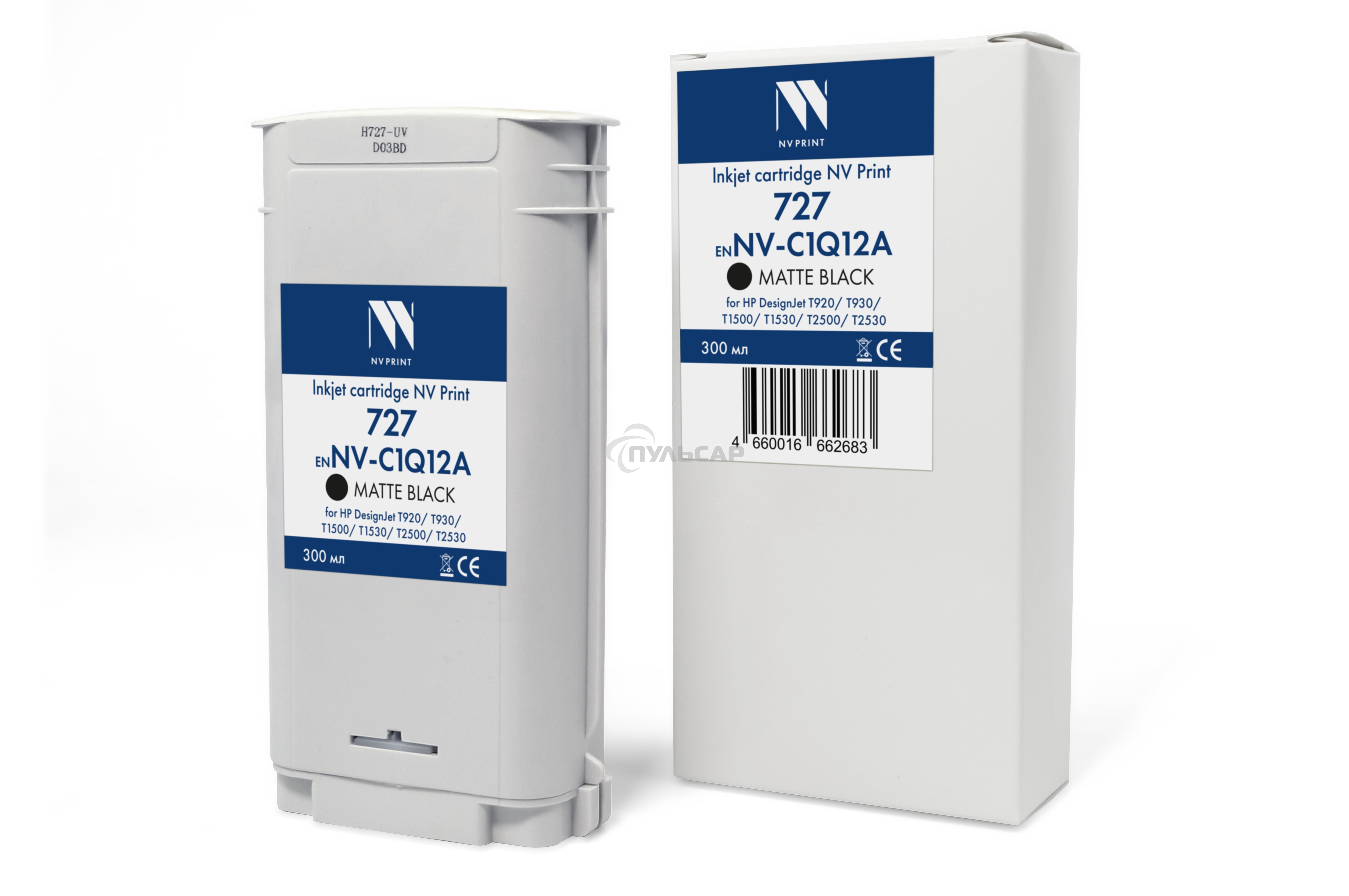 Струйный картридж NVPrint 727 (NV-C1Q12A) Matte Black для HP DesignJet T920/T930/T1500/T1530/T2500/T2530 (300 мл) совместимый