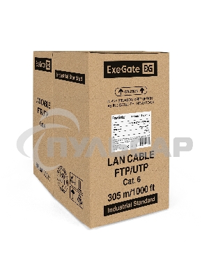 Кабель ExeGate UTP 4 пары кат.6 медь, 23AWG, бухта 305м, серый PVC