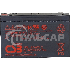Аккумулятор 6V 9Ah CSB HRL634W (HRL634WF2FR) клеммы F2, огнеупорные