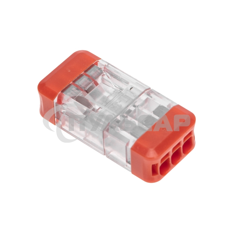 Экспресс-клемма Rexant СМК 2273-203R проходная разъемная 3 полюса 0,5-2,5мм² (50 шт/уп)