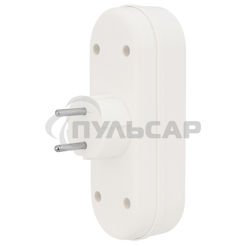 Тройник электрический линейный 6-10 А без заземления белый Rexant