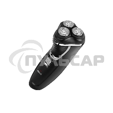 Электробритва Centek CT-2176 черный/хром ротор, 3 плавающие головки, аккумулятор + работа от сети, триммер