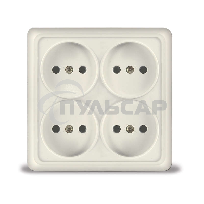 Розетка 4-м ОП Олимп без заземл. квадрат беж. UNIVersal 1170