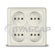 Розетка 4-м ОП Олимп без заземл. квадрат беж. UNIVersal 1170