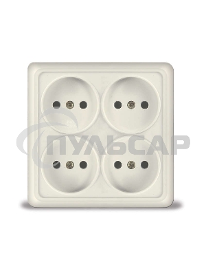 Розетка 4-м ОП Олимп без заземл. квадрат беж. UNIVersal 1170