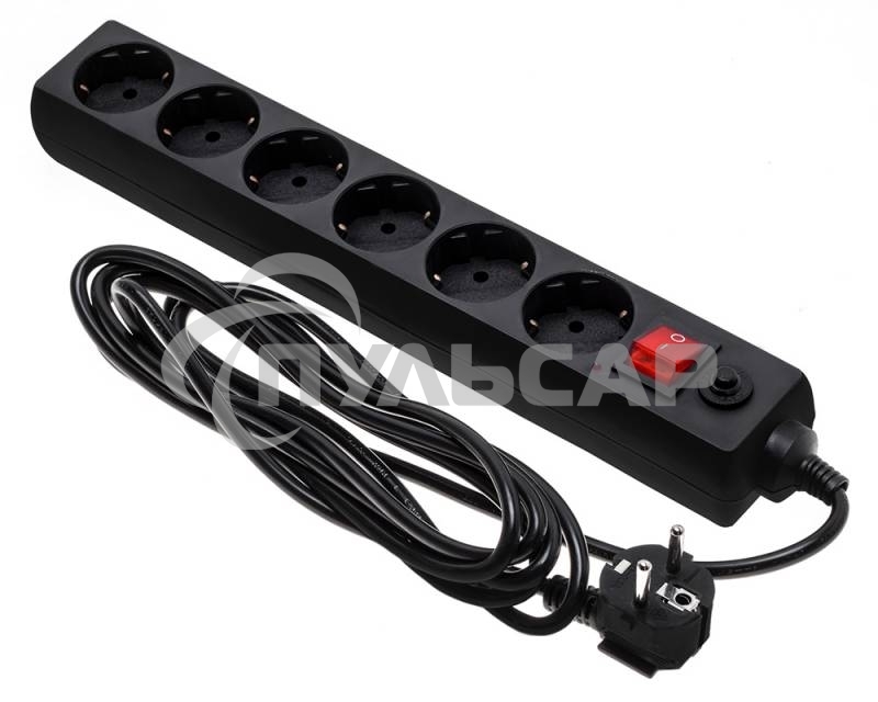 Сетевой фильтр Buro 600SH-16-3-B 3м (6 розеток) черный (коробка)