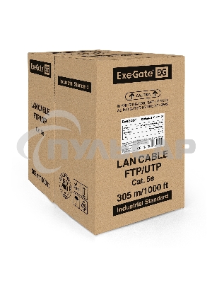 Кабель ExeGate UTP 2 пары кат.5e медь, 24AWG, бухта 305м, серый, PVC
