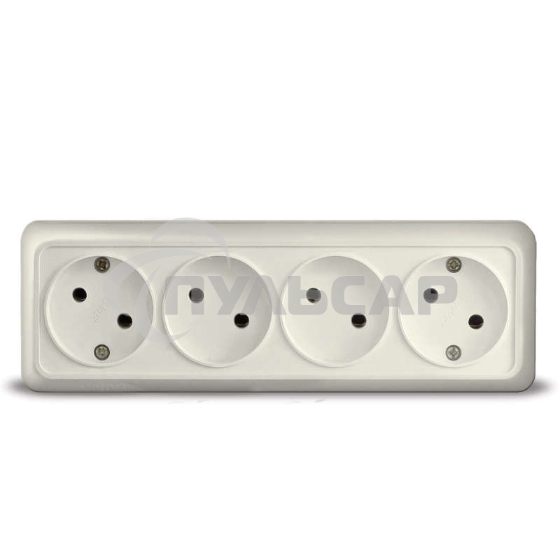 Розетка 4-м ОП Олимп без заземл. беж. UNIVersal 1168