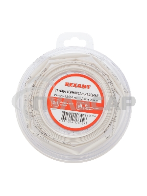 Трубка термоусаживаемая 4,0/2,0 мм белая, ролик 2,44 м Rexant