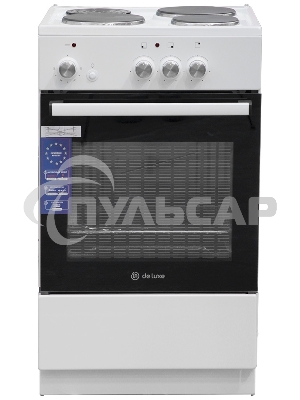 Плита электрическая De Luxe 5003.18Э белый, конфорок 3 шт, духовка 46 л, 50 см x 85 см x 50 см