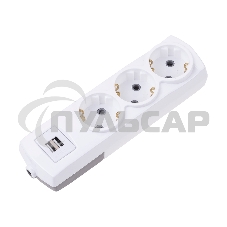 Удлинитель PREMIUM 3 гнезда, 3м, 3х1,5мм², с/з, 2 USB, белый Rexant