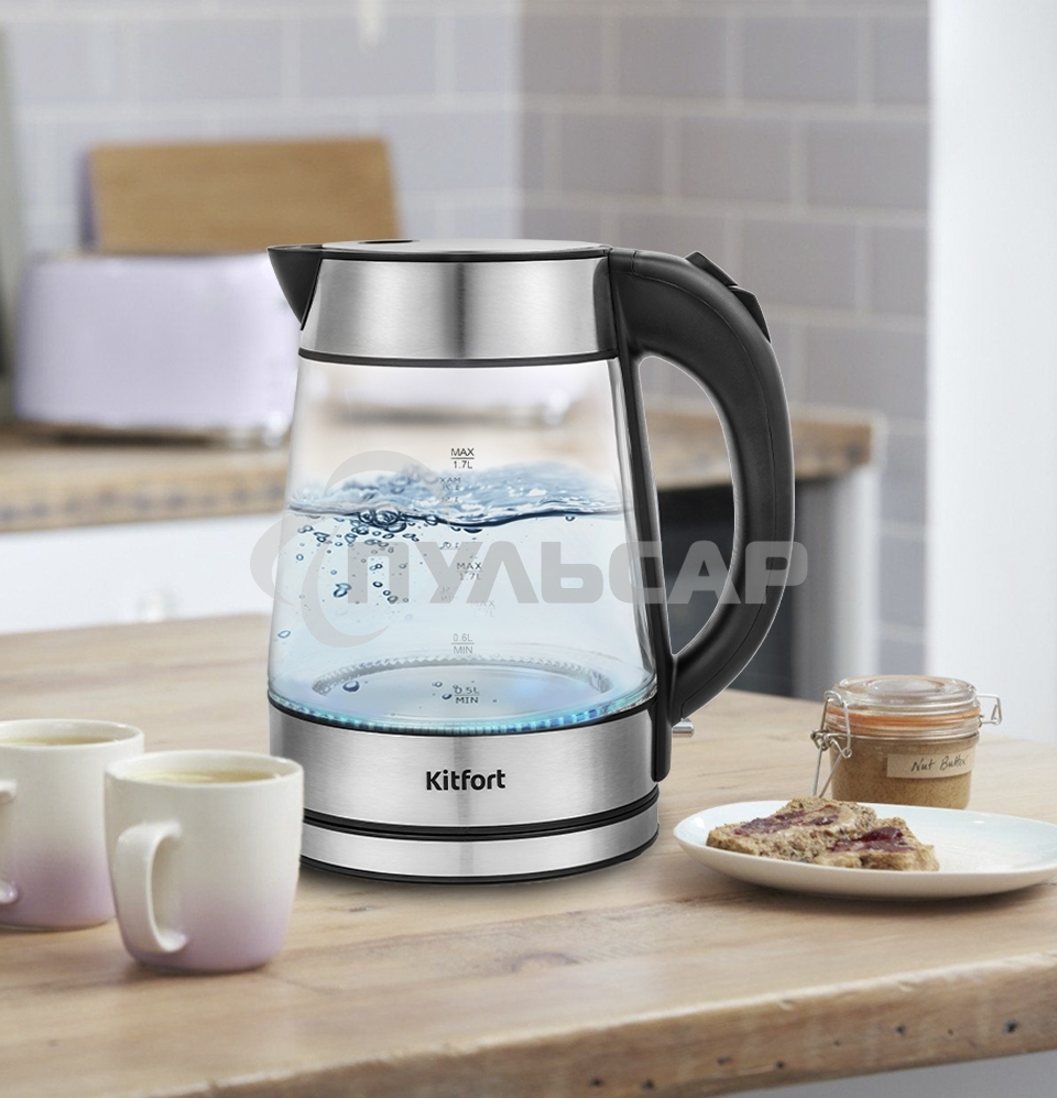 Чайник Kitfort КТ-6105 Мощность 1850–2200 Вт.Ёмкость 1,7 л.Режимы нагрева 100 °С