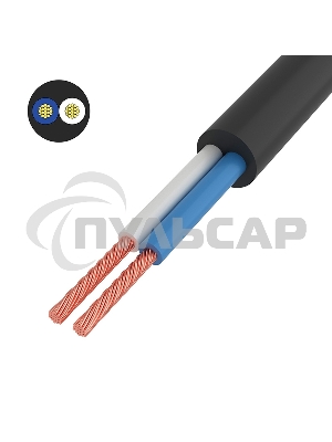 Провод соединительный ПВС 2x0,75 мм², черный, длина 10 метров, ГОСТ 7399-97 Rexant