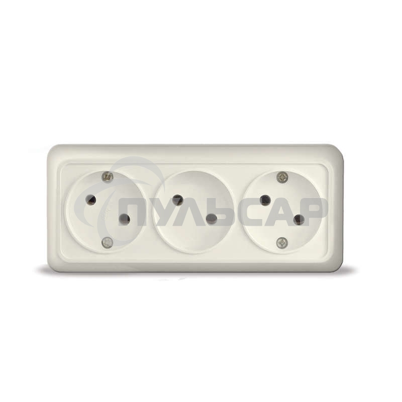 Розетка 3-м ОП Олимп без заземл. беж. UNIVersal 1166