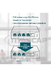 Коммутатор 5-Port 10/100Mbps Unmanaged Switch with 4-Port PoE, meta case, desktop mount, PoE budget 41W.