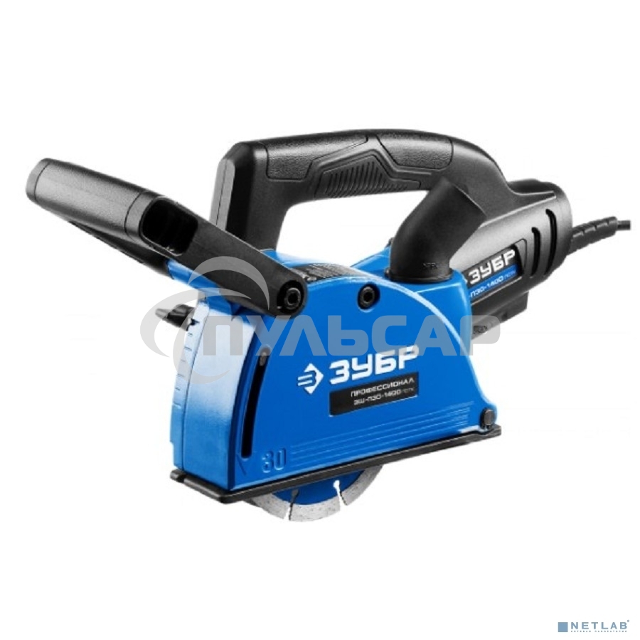 Штроборез ЗУБР ЗШ-П30-1400 ПСТглуб. паза 30 мм, 125 мм, подключ. пылесоса, плавн пуск, 1400 Вт