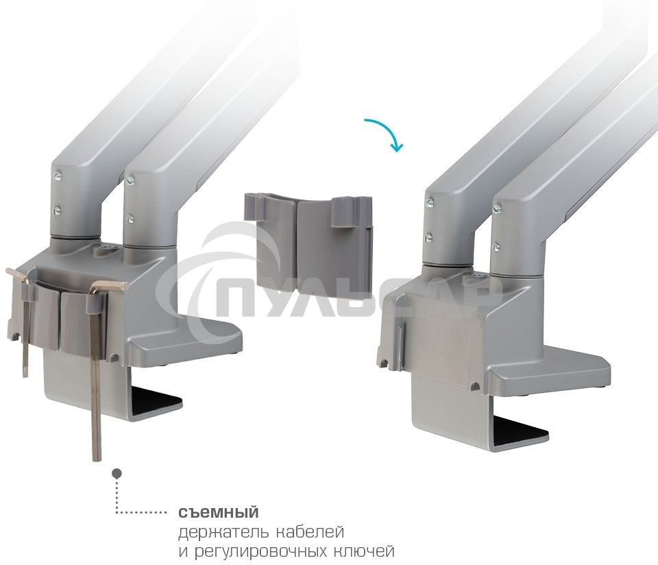 Кронштейн Arm media LCD-T36 серебристый, 4 шт/уп. Кр. алюм. настол. для 2-х мон. 15