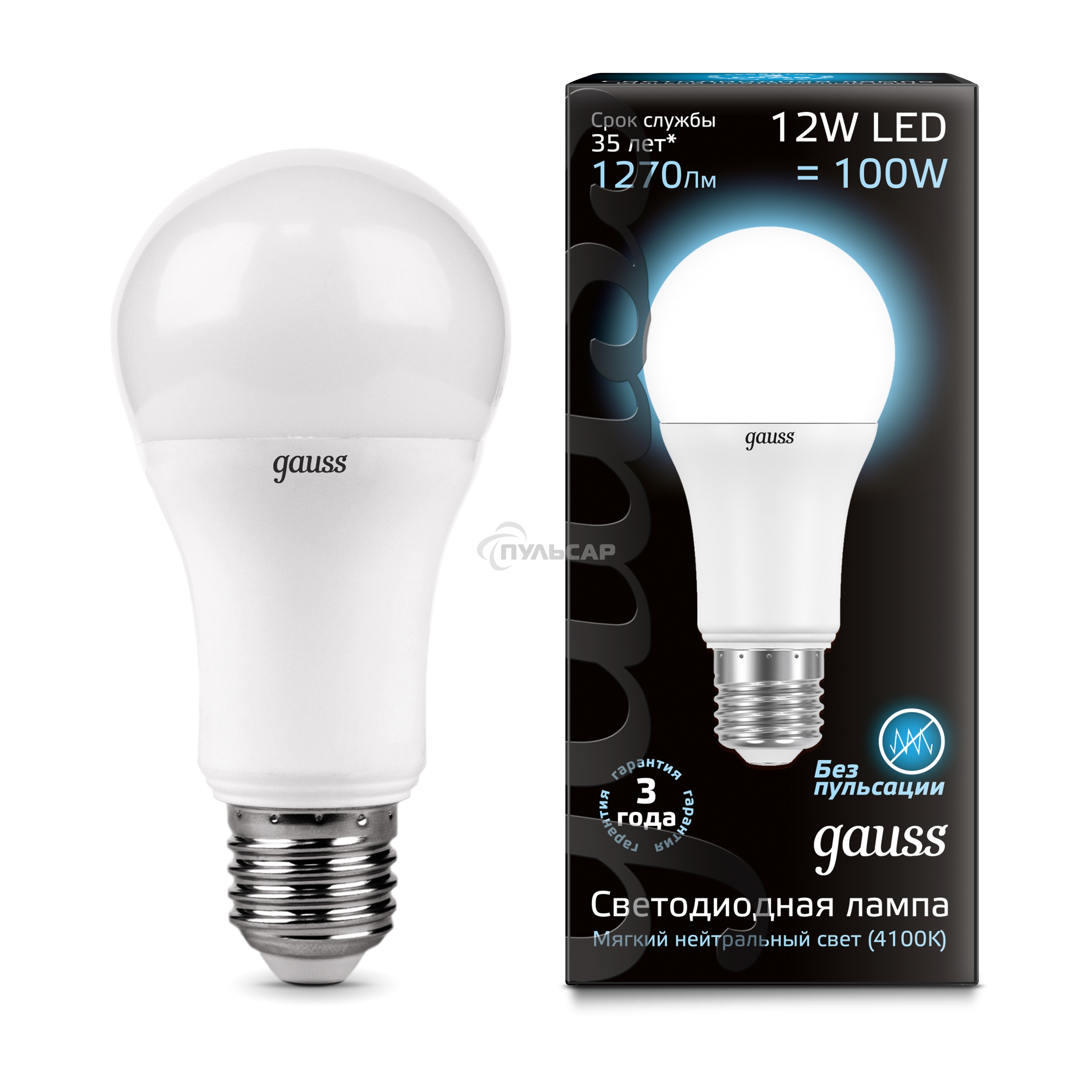 Лампа светодиодная Gauss LD102502212LED A60 globe 12W E27 4100K