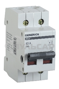Выключатель нагрузки Iek MNV15-2-063 (мини-рубильник) ВН-32 2Р 63А GENERICA
