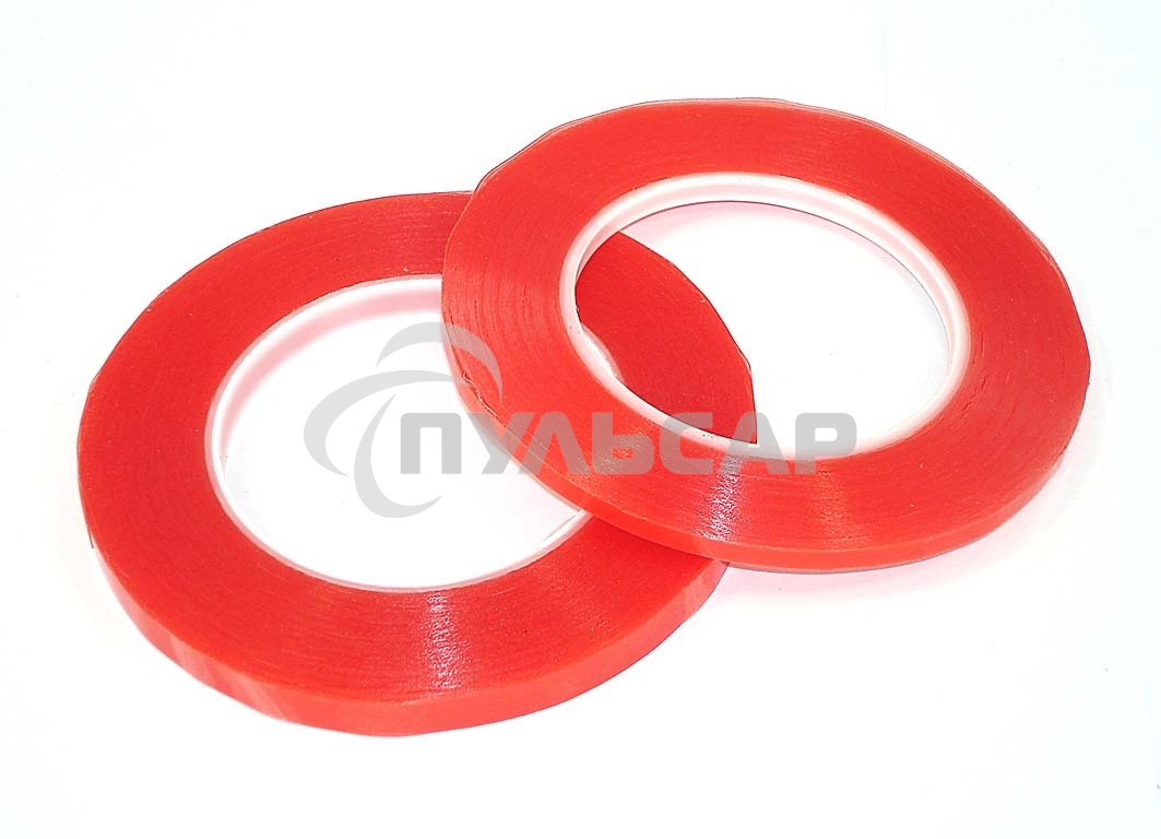 Скотч двусторонний прозрачный 3M с красной защитной лентой ширина 2мм 25м