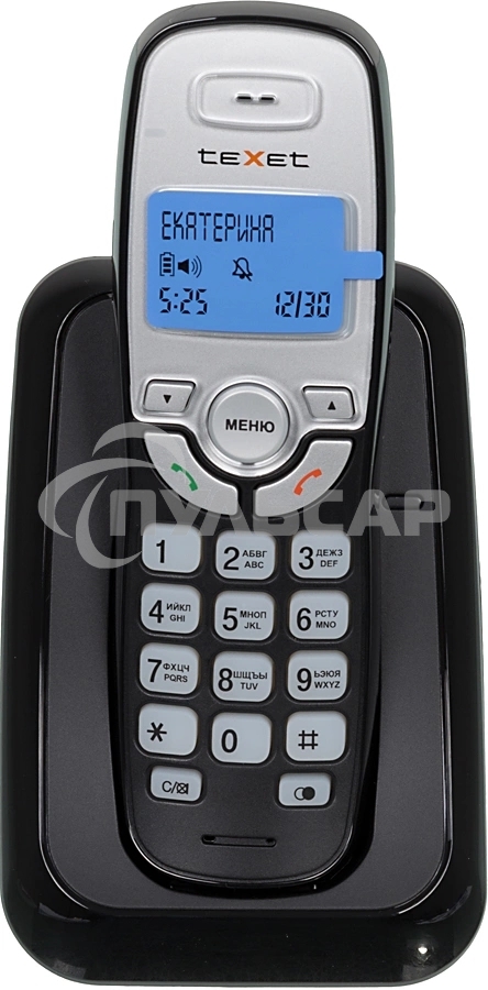 Радиотелефон teXet TX-D6905A черный (громкая связь,телефонная книга на 50 имен и номеров, определитель номера, будильник)