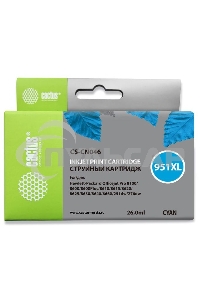 Картридж струйный Cactus CS-CN046 №951 голубой (26 мл) для HP OfficeJet 251dw Pro, 276dw Pro, 8100 Pro, 8100e, 8600 Pro (N911a), 8600 Pro Plus (N911g), 8610 Pro (A7F64A), 8615 Pro, 8616 Pro, 8620 Pro