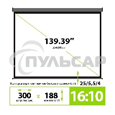 Экран Cactus 188x300см SIlverMotoExpert CS-PSSME-300X188-DG 16:10 настенно-потолочный рулонный темно-серый (моторизованный привод)