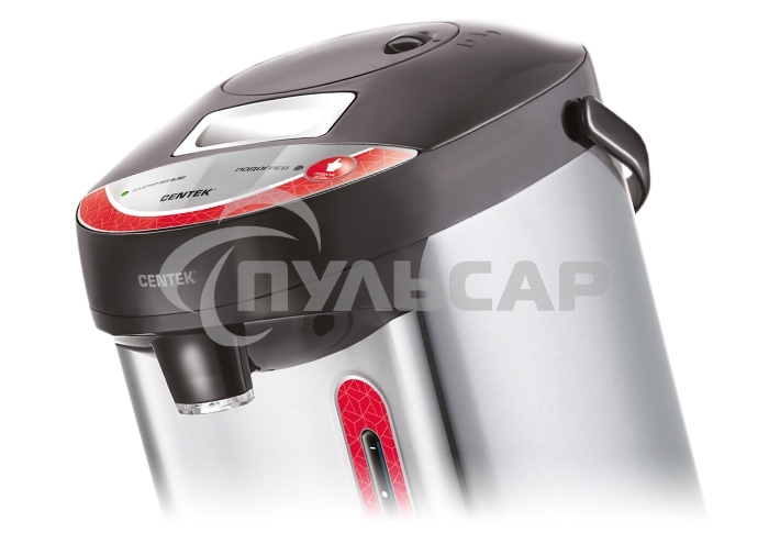 Термопот Centek CT-0082 черный, 5л, 750Вт, 3 способа подачи воды, корпус из нержавеющей стали