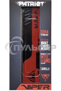 Оперативная память Patriot Viper Elite II, DDR4, 16Gb (2x8 Gb), 3200 MHz, CL18, DIMM, радиатор, красный, черный