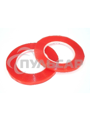 Скотч двусторонний прозрачный 3M с красной защитной лентой ширина 5мм 25м