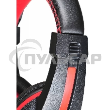 Наушники с микрофоном Oklick HS-L200 черный/красный 2м мониторы оголовье (359484)