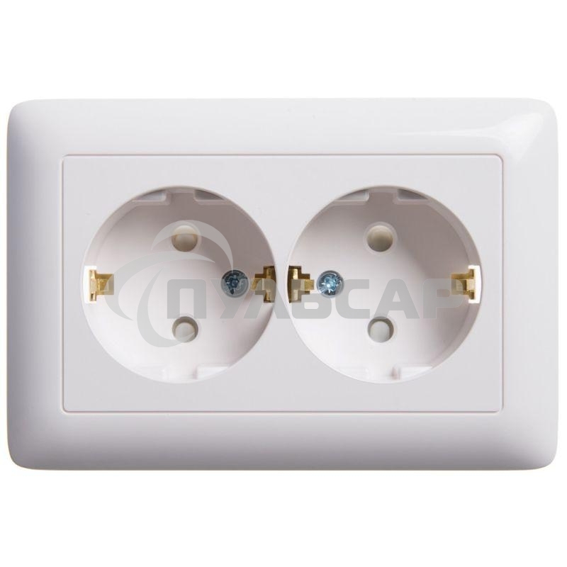 Розетка 2-м СП Хит 16А защ. шторки с заземл. бел. SchE RS16-231-B