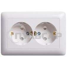 Розетка 2-м СП Хит 16А защ. шторки с заземл. бел. SchE RS16-231-B