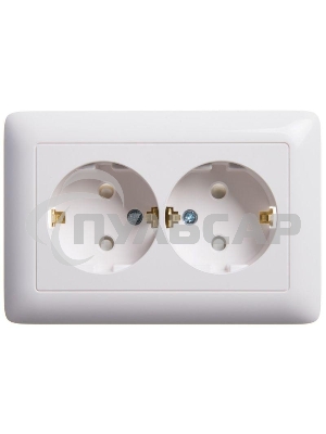 Розетка 2-м СП Хит 16А защ. шторки с заземл. бел. SchE RS16-231-B