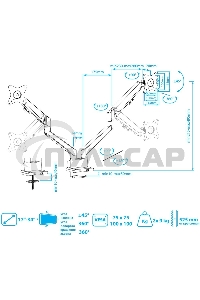 Кронштейн Arm media LCD-T36 серебристый, 4 шт/уп. Кр. алюм. настол. для 2-х мон. 15