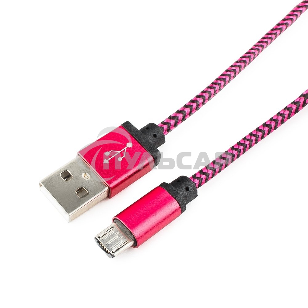 Кабель Gembird USB 2.0 Cablexpert CC-mUSB2pe1m, AM/microBM 5P, 1м, нейлоновая оплетка, алюминиевые разъемы, фиолетовый, пакет