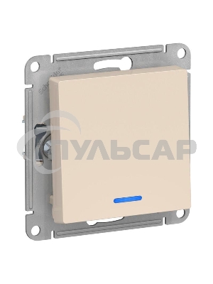 Выключатель 1-клавишный с подсветкой, сх.1а, 10АХ, механизм, БЕЖЕВЫЙ