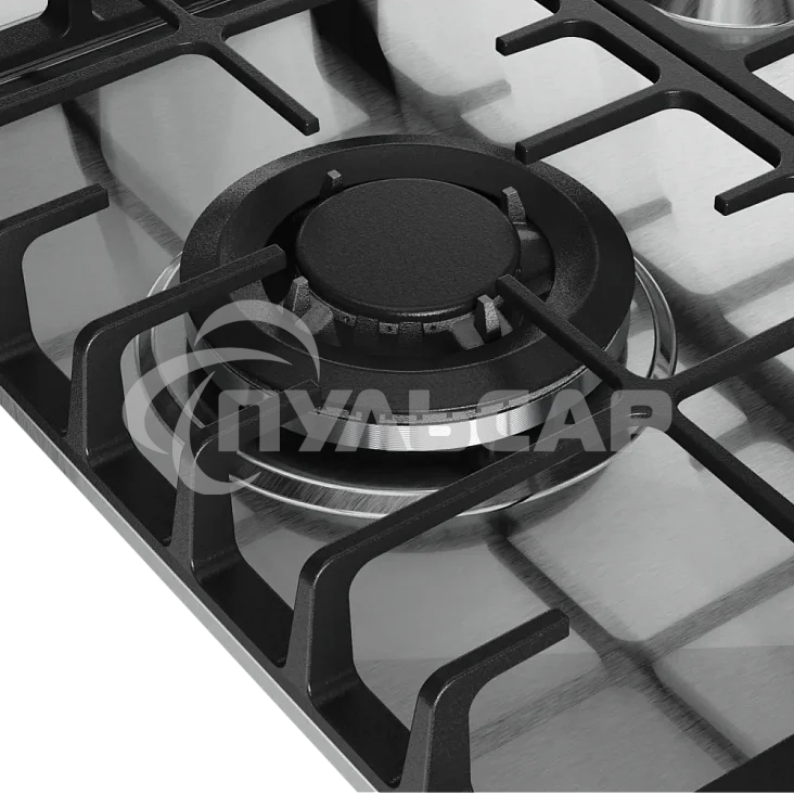 Варочная поверхность Kuppersberg FS 46 X, газ, High-Tech, 45 см, автоматический электроподжиг, газ-контроль, форсунки под сжиженый газ, SABAF конфорки, чугунные решетки, цвет нержавеющая сталь, цвет фурнитуры черный