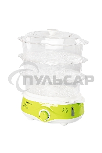 Пароварка Endever Vita-171, белый/зеленый, мощность 1000 Вт, объем 11 л