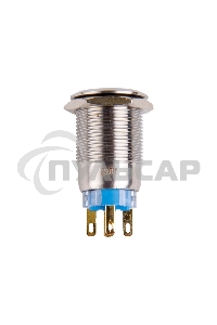 Кнопка антивандальная Ø19 250В Фикс (5с) ON-OFF/OFF-ON подсв/синяя Rexant