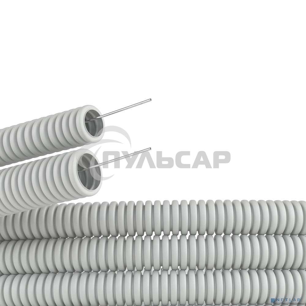 Труба гофрированная ПВХ d16мм тяжелая с протяж. сер. (уп.100м) ДКС 91516